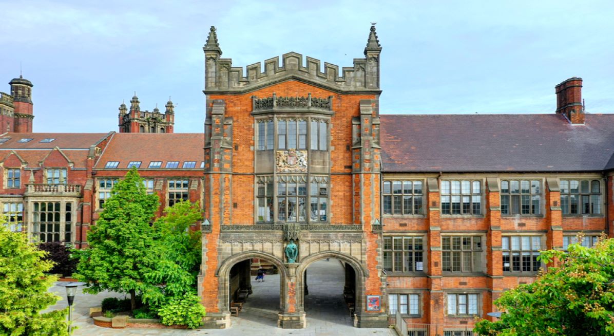 Photo showing Newcastle University main campus including, arches. 